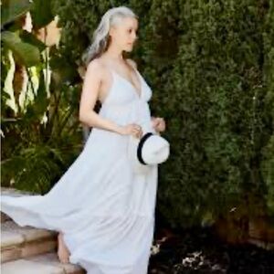Banana Republic Ramie Maxi Dress size Petite XXS in white